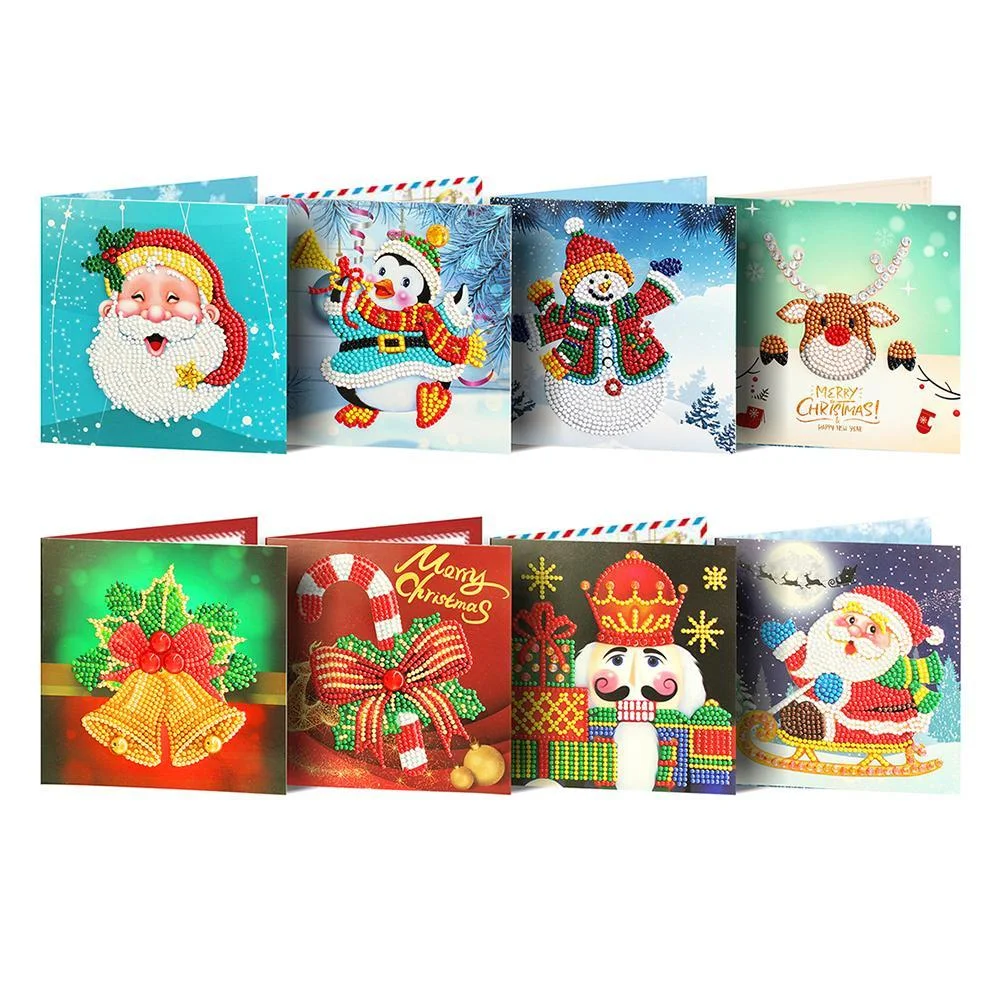 8pcs 5D DIY Diamond Painting Greeting Card Special-shaped Birthday Festival Gift