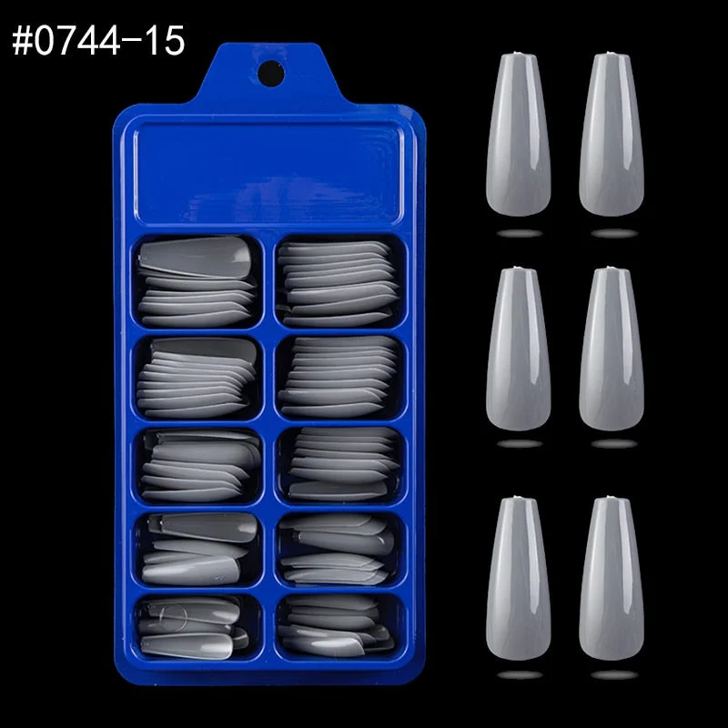 Lamemoria 100/500pcs/opp/box Fake Nails Coffin Nail Tips Press on Nails Natural Clear Long Ballerina DIY False Nail Full Cover-Nail Inspo