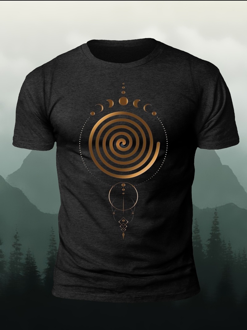 Sacred Geometry Gold Symbol Print Short Sleeve T-Shirt