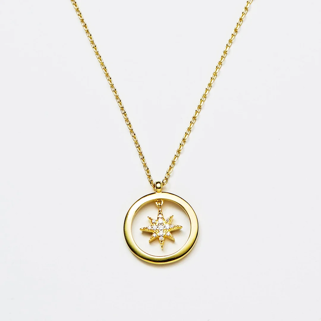"The Faith" Radiant North Star Pendant Necklace in 14K Gold