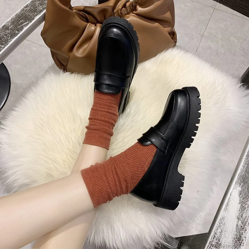 Japanese High School Student Shoes Girly Girl Lolita Shoes Cospaly Shoes JK Uniform PU Leather Loafers Casual Mary Jane Shoes