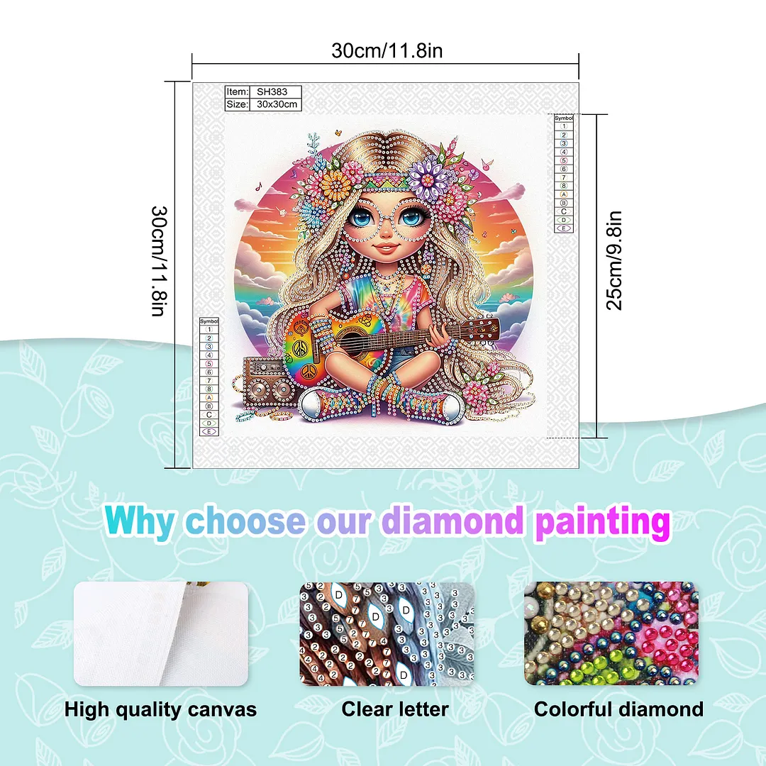 Diamond Painting - Partial Special Shaped Drill - Hippie Girl(Canvas|30x30cm)