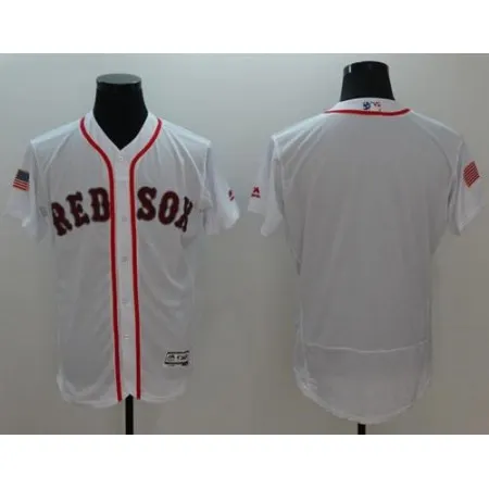 Red Sox Blank White Fashion Stars & Stripes Flexbase Authentic Stitched MLB Jersey