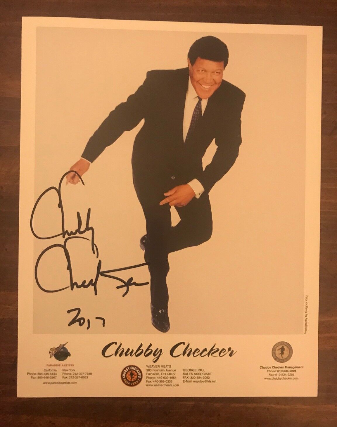 CHUBBY CHECKER AUTOGRAPHED SIGNED 8 x 10 Photo Poster painting RARE