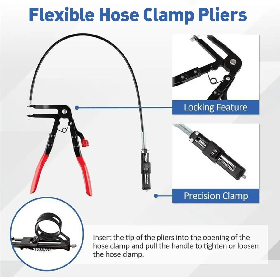 9PCS Hose Clamp Pliers, Automotive Pliers Kit,Long Reach Hose Clamp Tool Remover for Water Hose and Automotive Coolant Radiator Heater with Flexible Wire Long Reach Hose Clamp and Flat Band Pliers #summerfinds