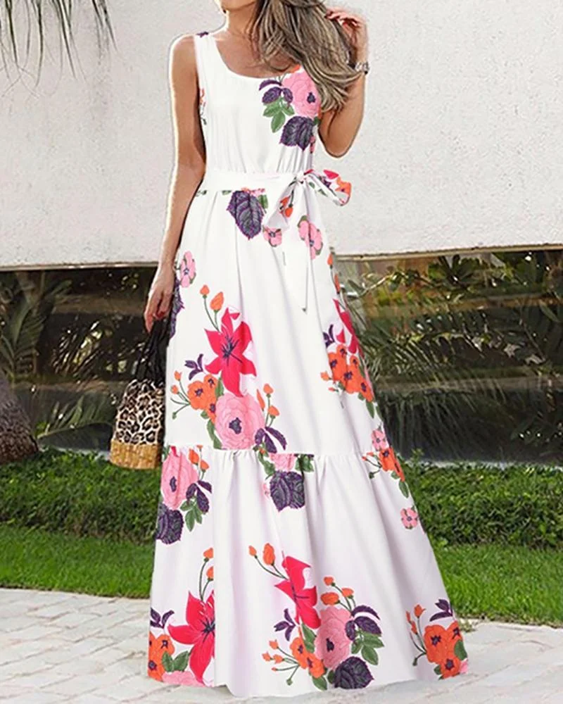 Casual Sleeveless Print Dress