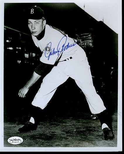 Johnny Podres Brooklyn Dodgers Signed Jsa Sticker 8x10 Photo Poster painting Authentic Autograph