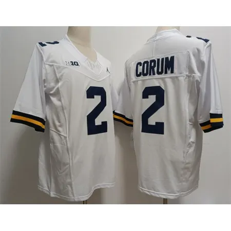 Men's Michigan Wolverines #2 CORUM White Stitched Jersey