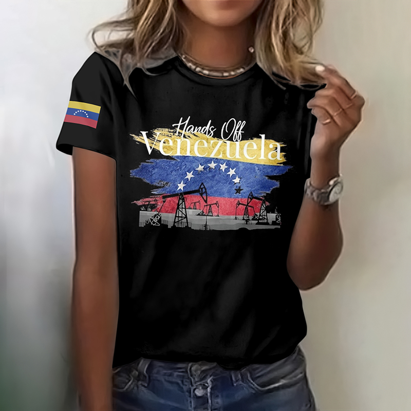 Women's Hands Off Venezuela Print Crew Neck Short Sleeve T-shirt artswardrobe