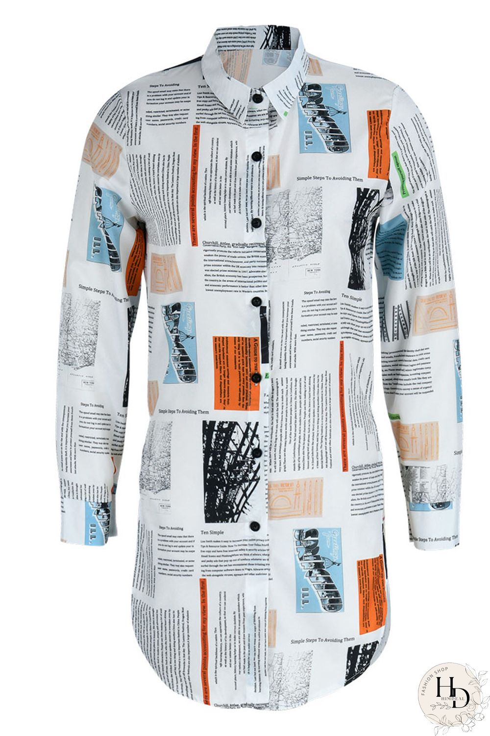 Black Pink Casual Print Patchwork Slit Turndown Collar Tops