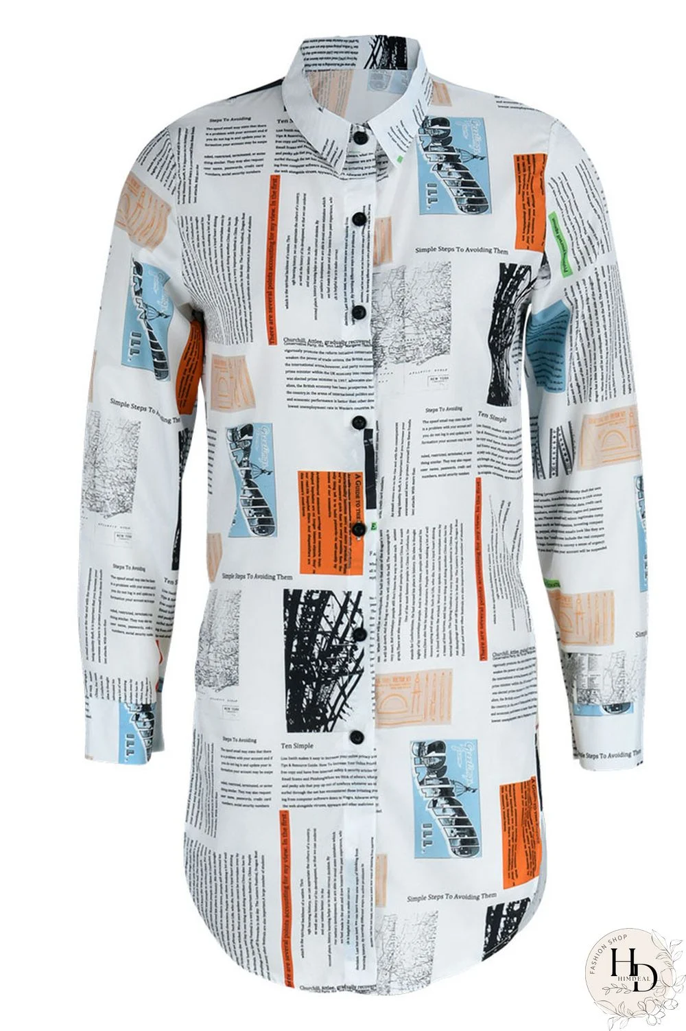 Black Pink Casual Print Patchwork Slit Turndown Collar Tops