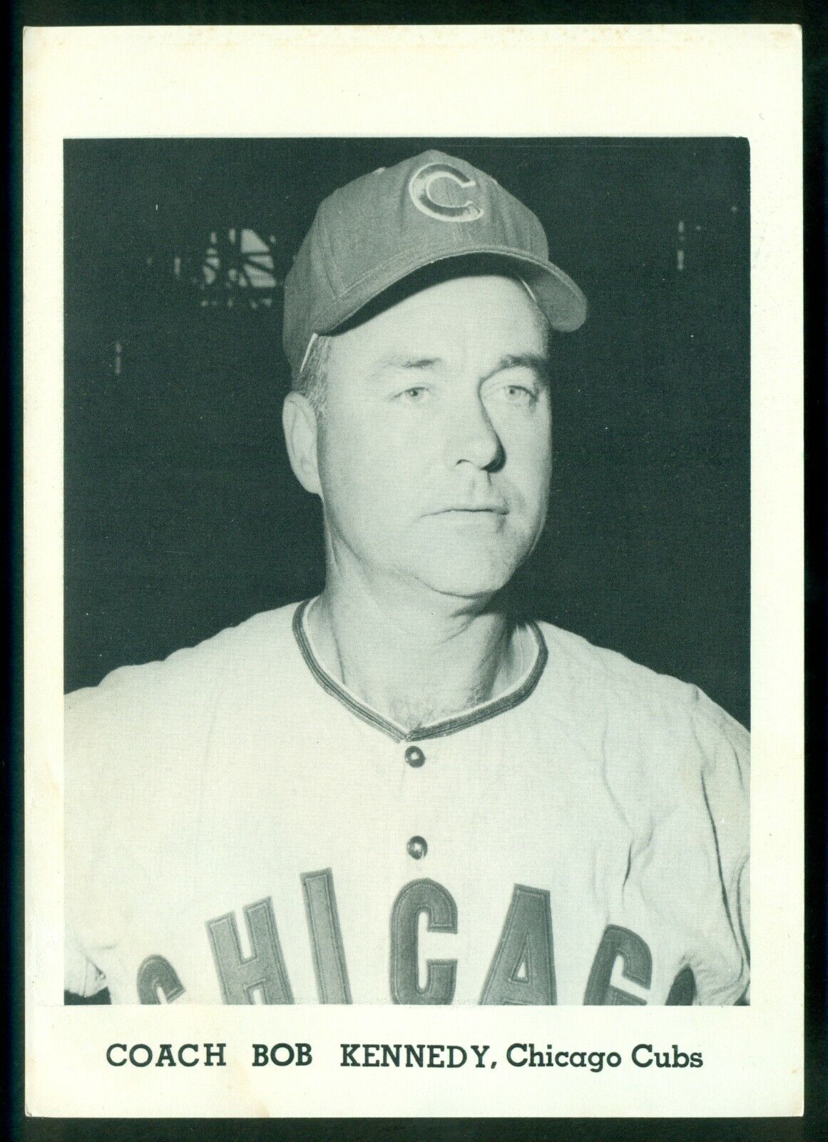 Original 1960's COACH BOB KENNEDY CHICAGO CUBS Team Issue B&W Photo Poster painting Card sz 5X7