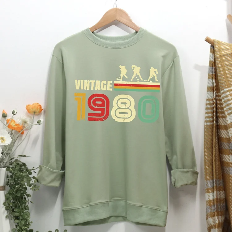 1980's vintage Ice hockey Women Casual Sweatshirt-Annaletters