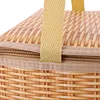 Portable Wicker Rattan Outdoor Camping Picnic Bag Food Container Basket