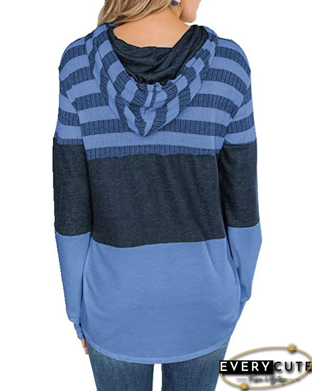 Color Block Splicing Drawstring Hoodies