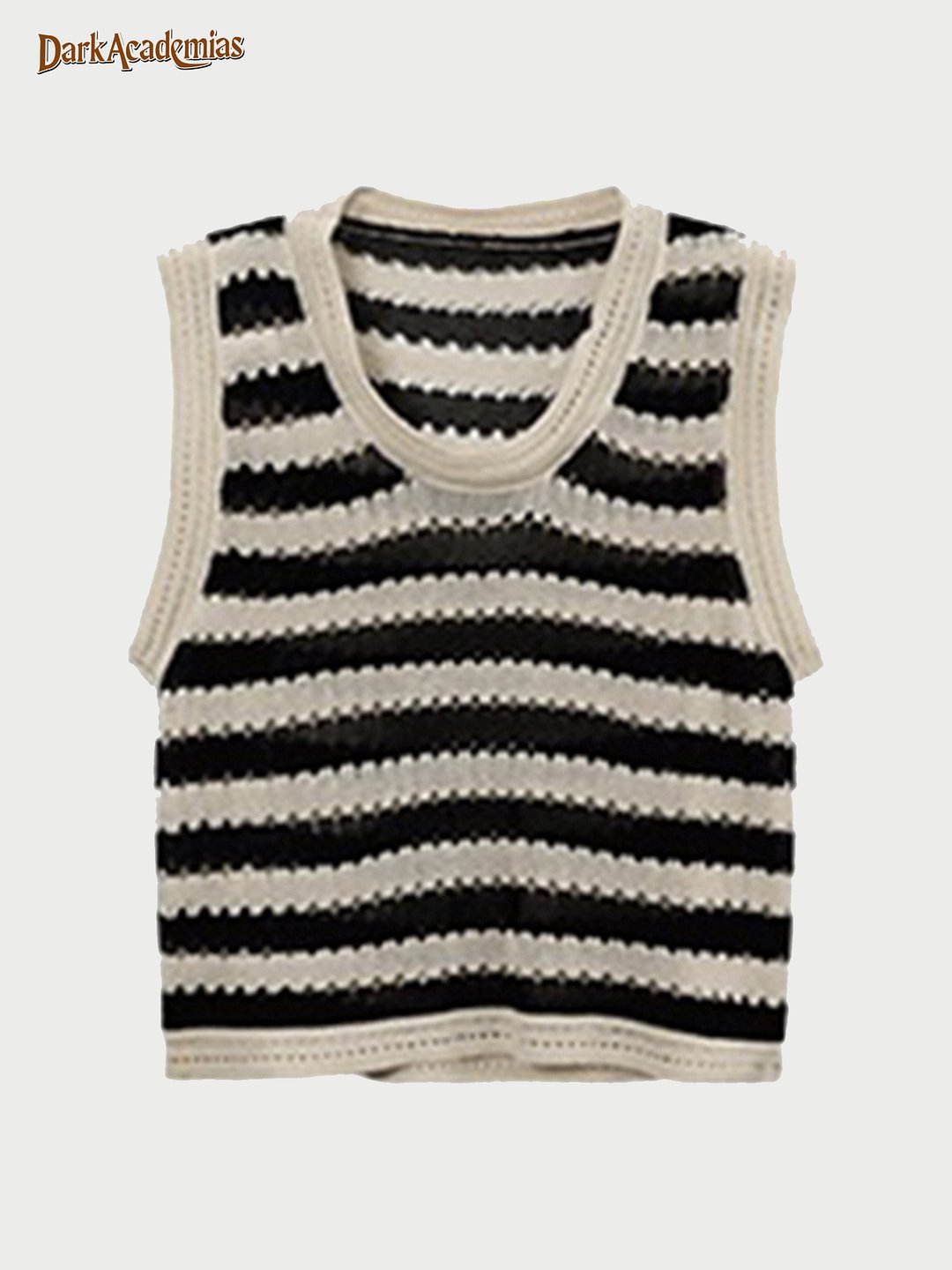 Dark Retro Black And White Striped Ladies Vest