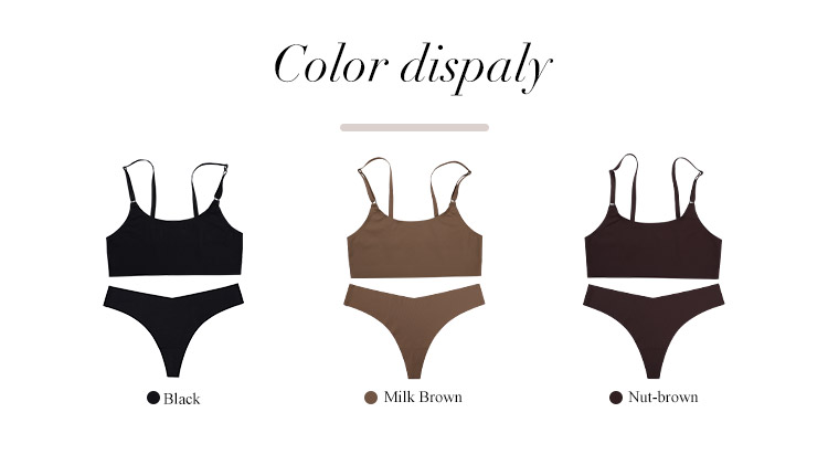 Likron Watches Seamless Wireless Bras and Thong Underwear Set for Women - Solid Color Ice Silk Comfort Lingerie