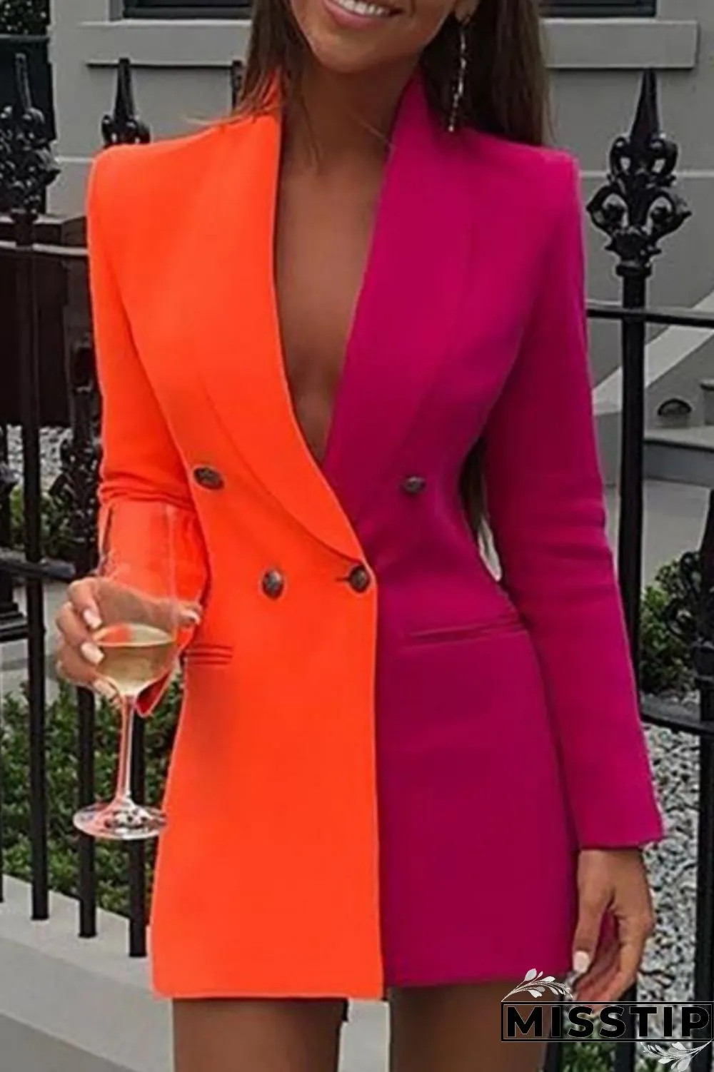 Yellow Casual Solid Patchwork V Neck Long Sleeve Dresses