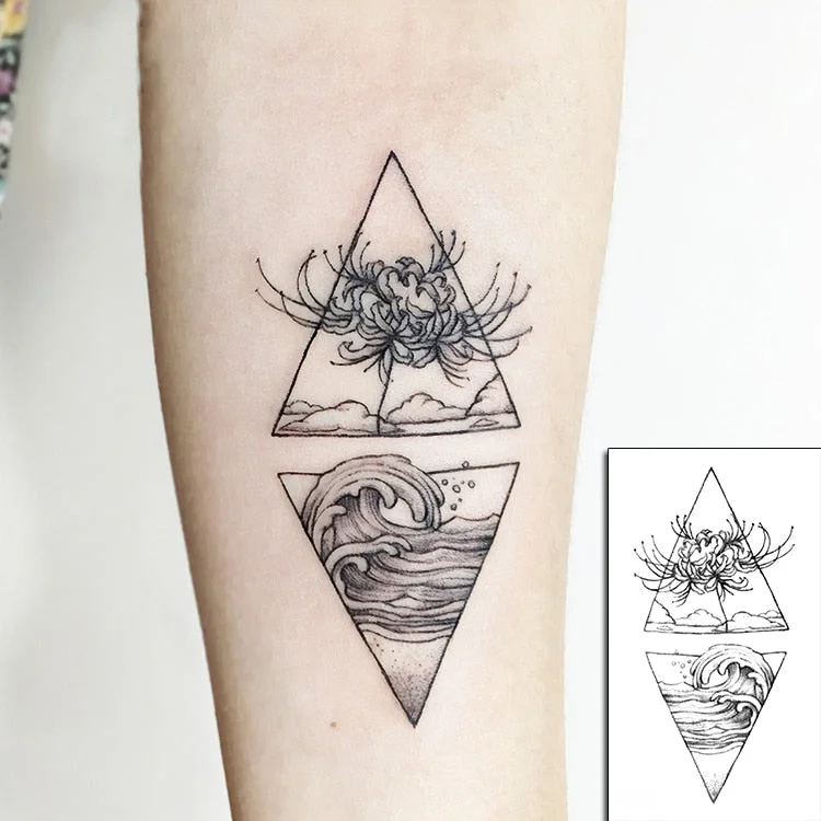 Tattoo Sticker Body Art Black White Drawing Little Element Planet Sun Moon Star Water Transfer Temporary Fake Tatto Flash Tatoo