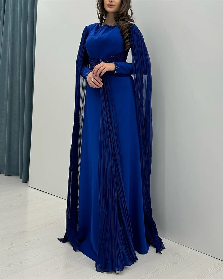 Women's Long Sleeve Shawl Mesh Dress