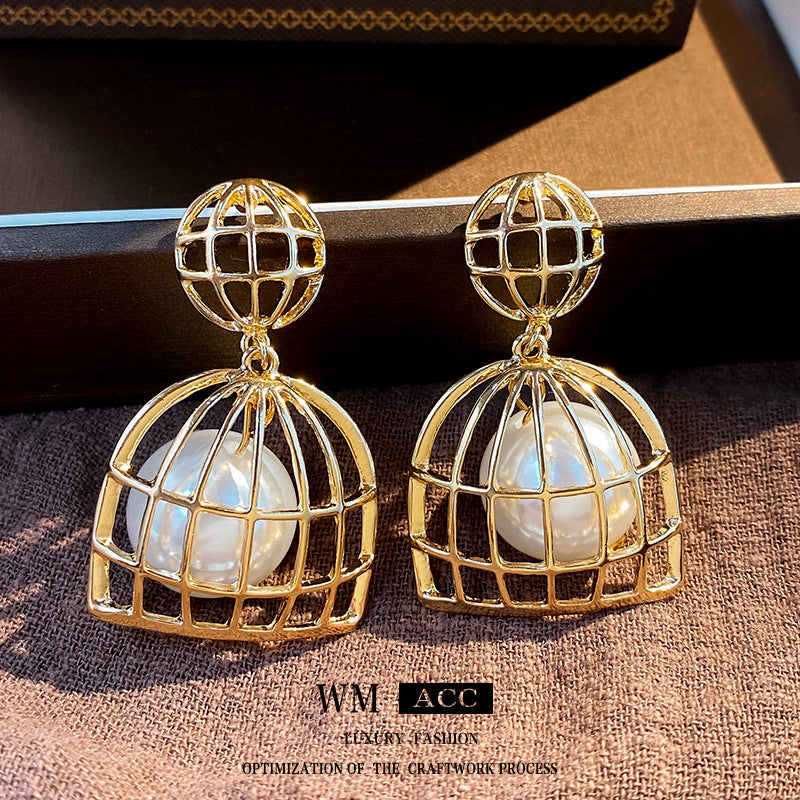 Medieval Pearl Geometric Chinese Zodiac Animal Alloy Electroplating Earrings