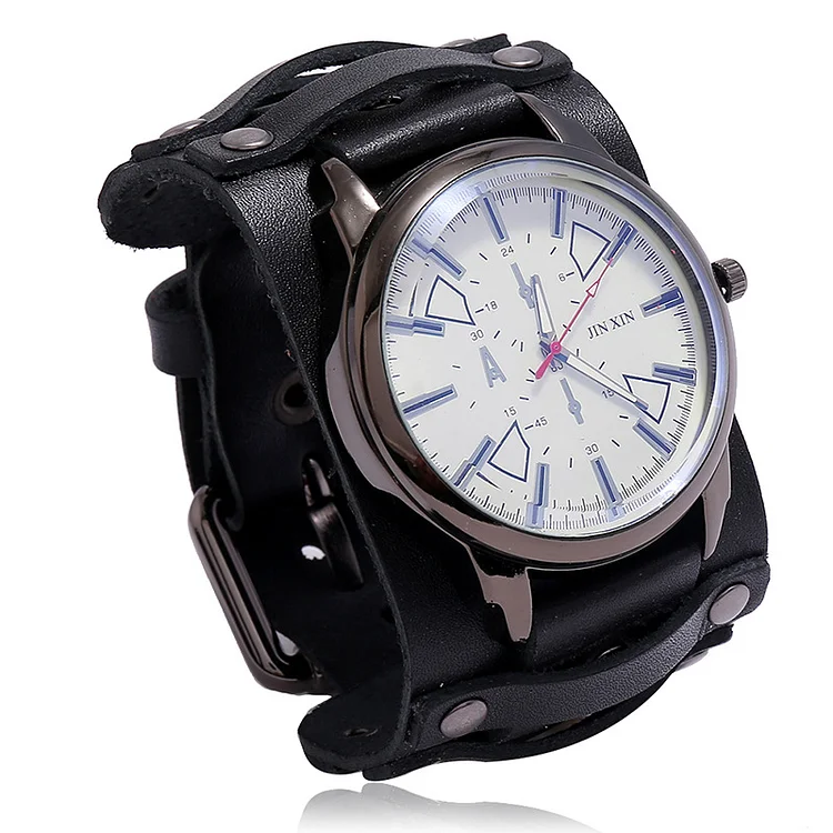 Vintage cowhide watch personality adjustable punk men's leather bracelet
