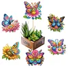 (US Local)6Pcs DIY Stakes Diamond Painting Kits Diamond Art Kits (Butterfly Flower)