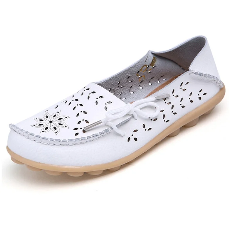 Women's Ballet Flats Genuine Leather Shoes Woman Slip On Loafers Flats Soft Oxford Shoes Casual Sapato Feminino Plus Size 44