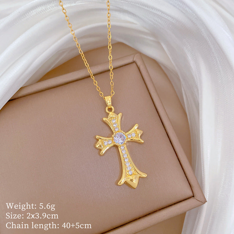 Copper Micro-Inlaid Necklace For Women Copper Micro-Inlaid Real Gold Electroplating Simple Ins Exquisite Clavicle Chain Neck Chain