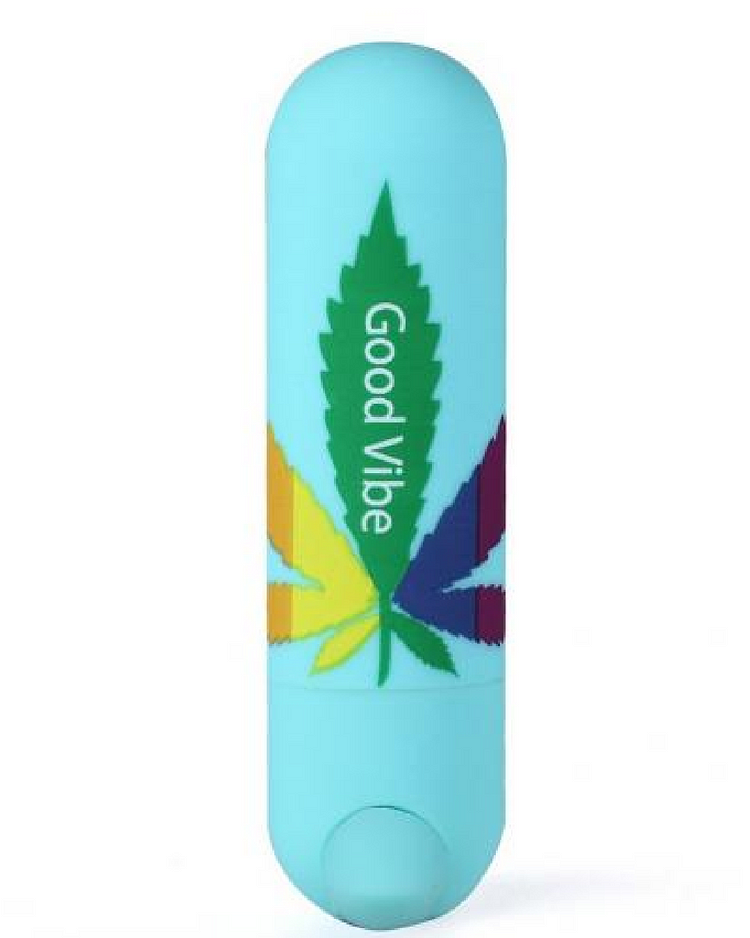 pornhint Pornhint Jessi 420 Super Charged Teal Hemp Leaf Bullet Vibrator