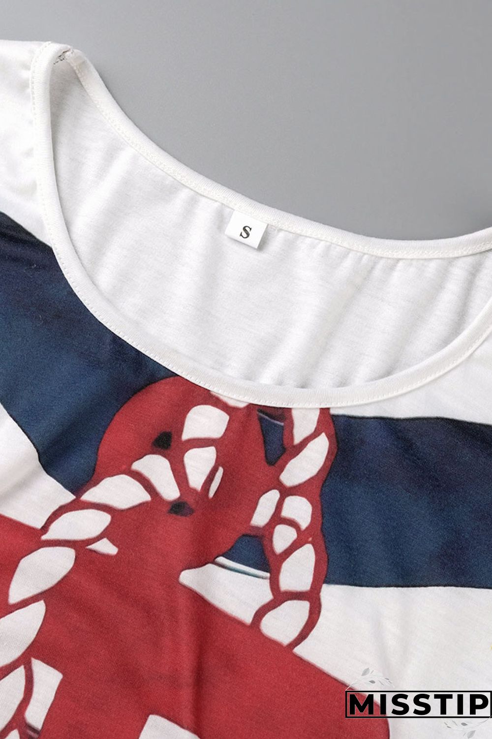 Deep Blue Fashion Casual Print Hollowed Out O Neck T-Shirts