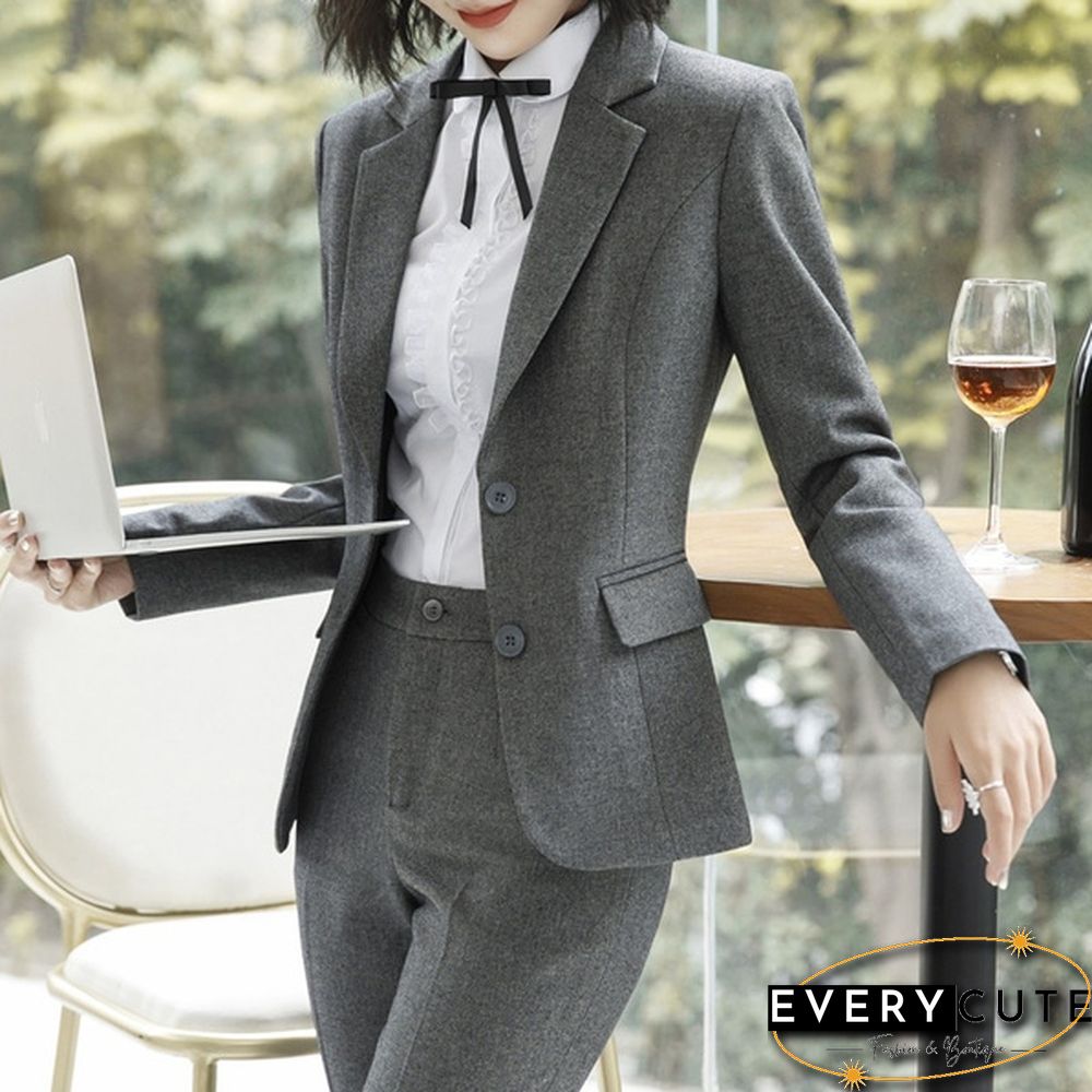 S-4Xl New Fashion 2 Piece Set Women Pantsuits Slim Work Wear Office Ladies Long Sleeve Blazer And Pants Outfits Pant Suits