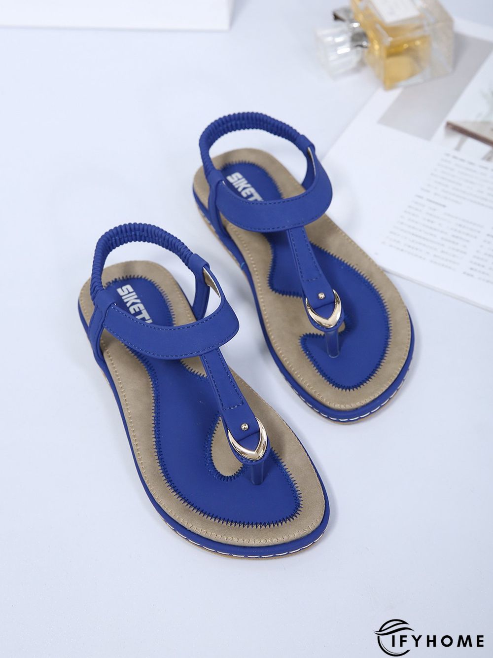 Women's Beach Metal Buckle Trim Flip-On Sandals | IFYHOME