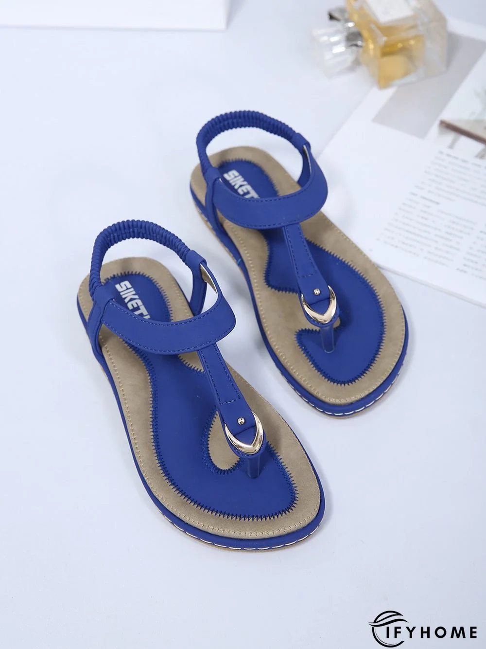 Women's Beach Metal Buckle Trim Flip-On Sandals | IFYHOME