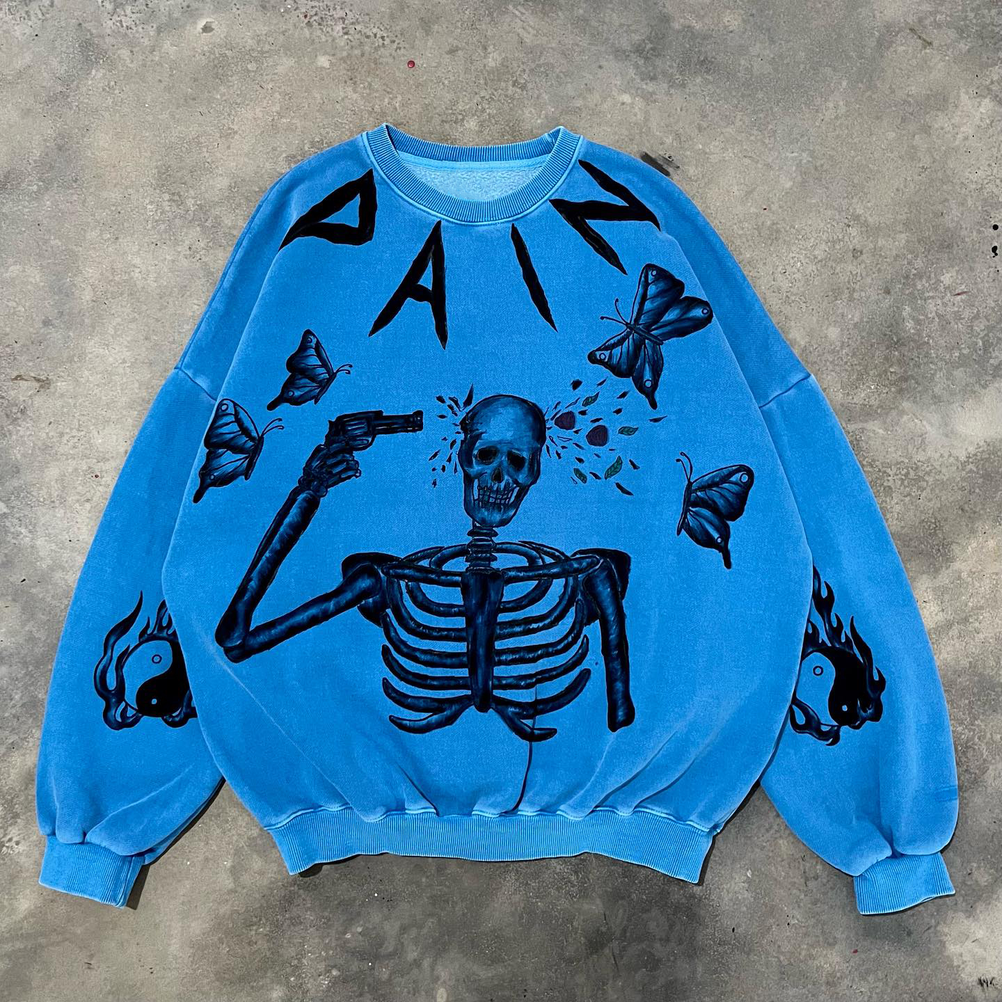 Freedom Skull Graffiti Casual Street Sweatshirt