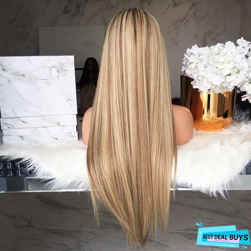 Fashion Dyed Mixed Color Golden Mid-Length Straight Hair Set