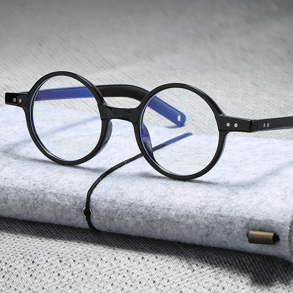 Hand Made Frame Round Lightweight Black Frame Spectacles Multi-coated ...