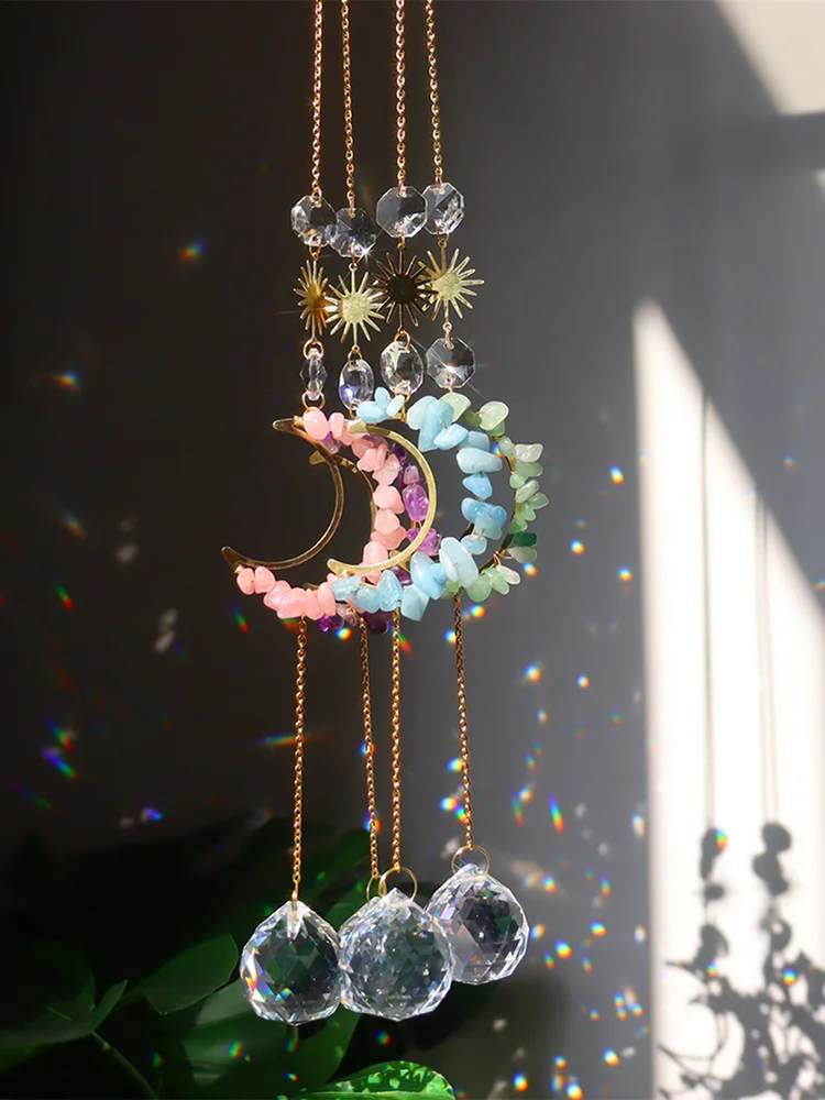 Crystal Windchime Dream Catchers Moon Flower Chandelier Balcony Home Decor