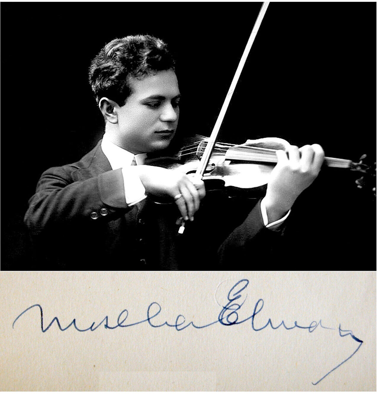 1955 Russian JEWISH Violinist MISCHA ELMAN Hand SIGNED AUTOGRAPH + Photo Poster painting + MAT