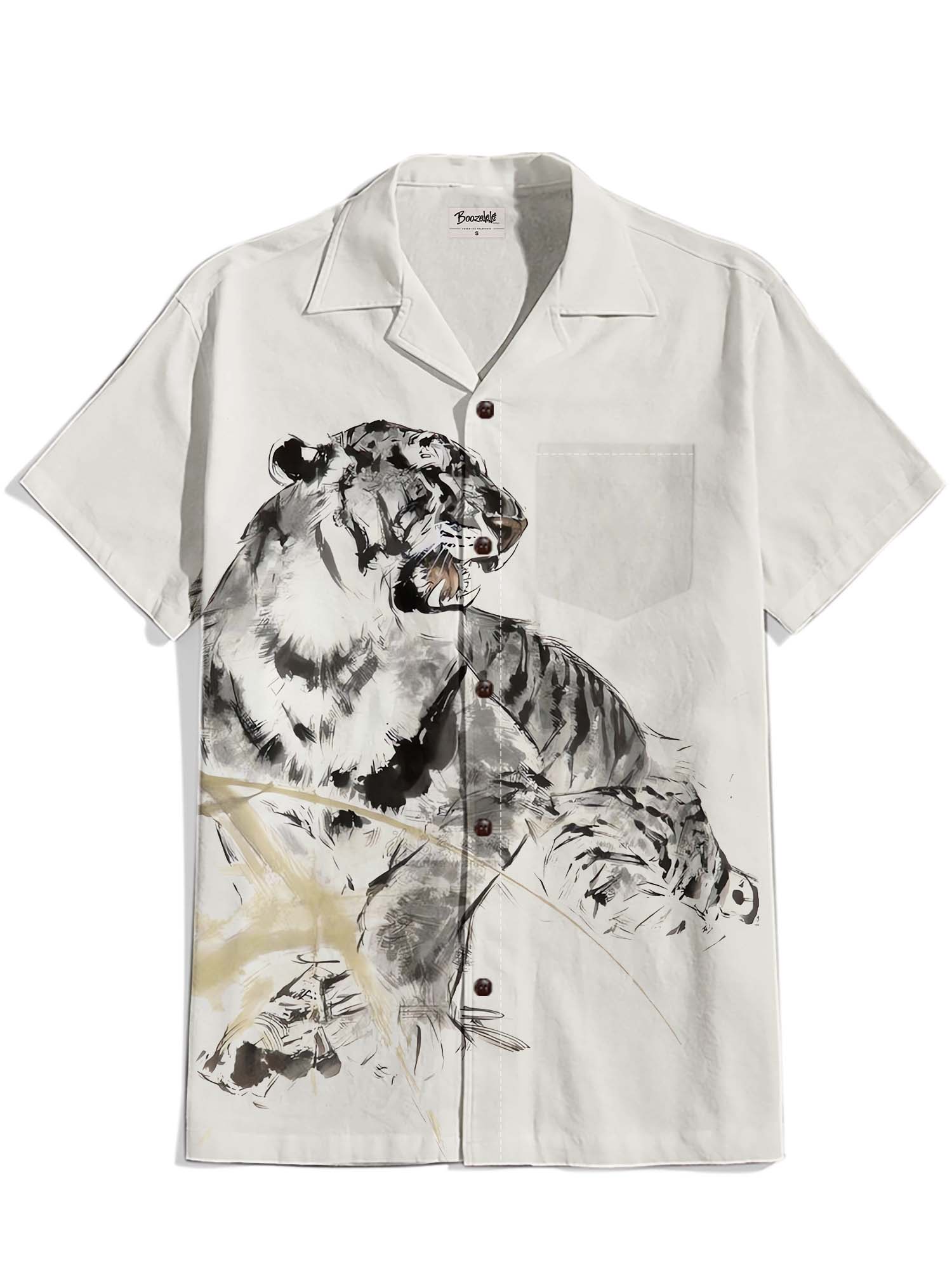 Ink Tiger - 100% Cotton Cuban Collar Shirt