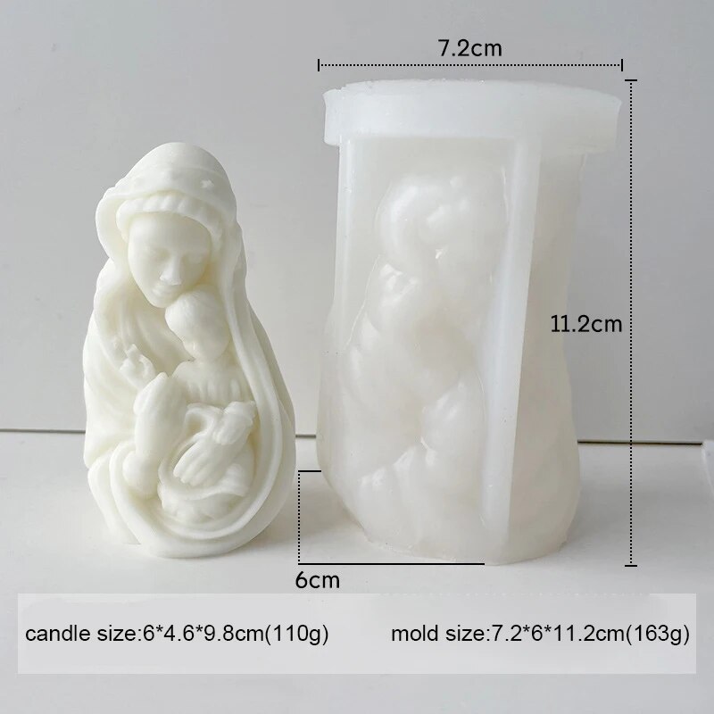 Handmade 3D Santa & Maria Baby Silicone Mold, DIY Aroma Candle Diffuser, Stone Molds, Virgin Mary, Home, Desktop Decoration