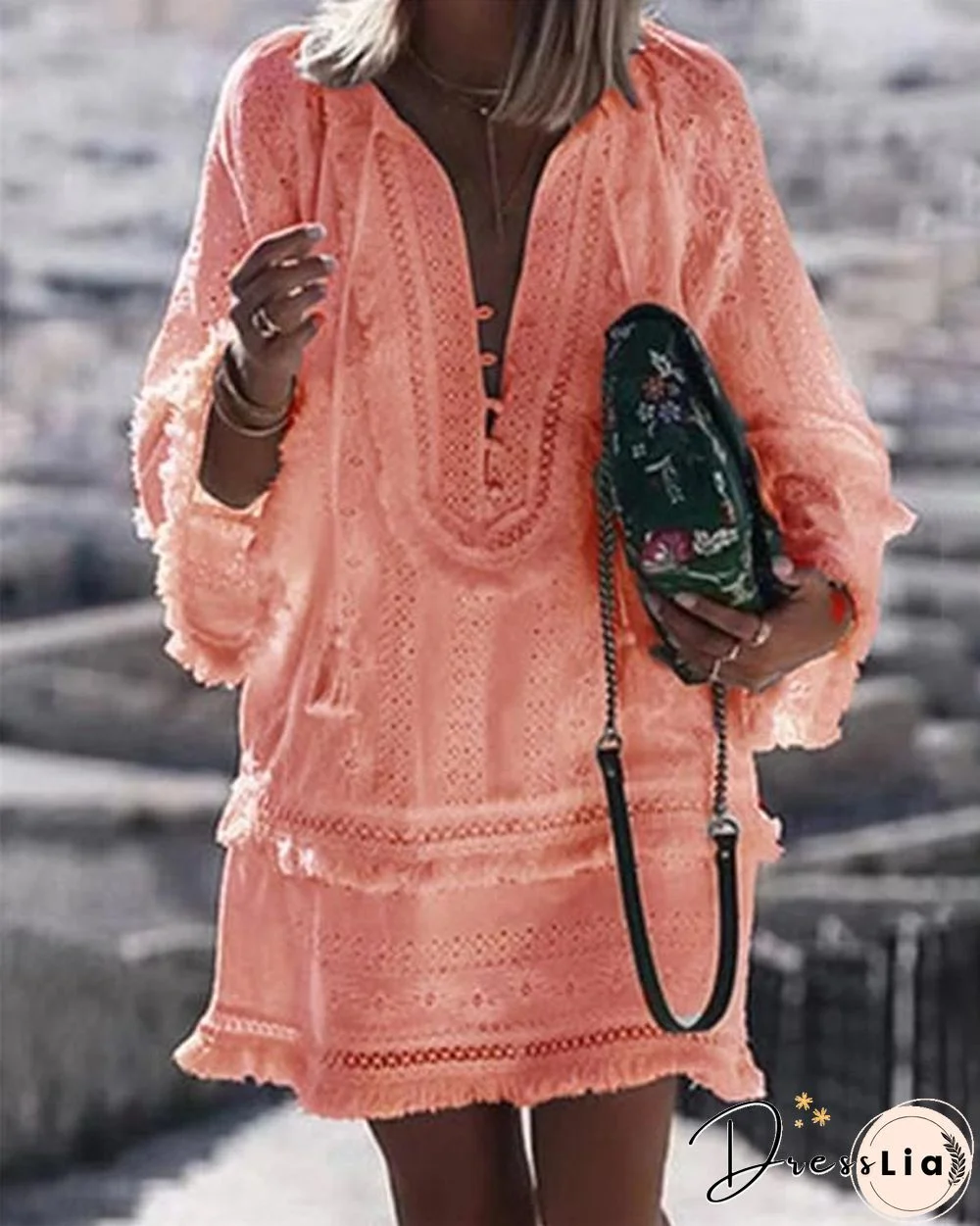 Solid Elegant Holidaiy Long Sleeve Skirt Mini Dress