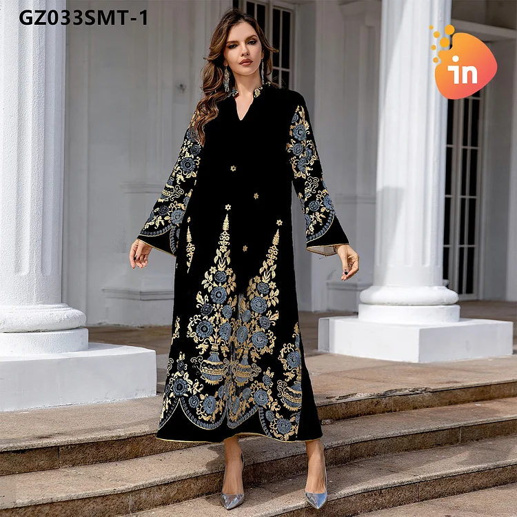Middle East Arab Abaya Women Muslim Dress Women Kaftan Girl Party Dresses-GZ033SMT