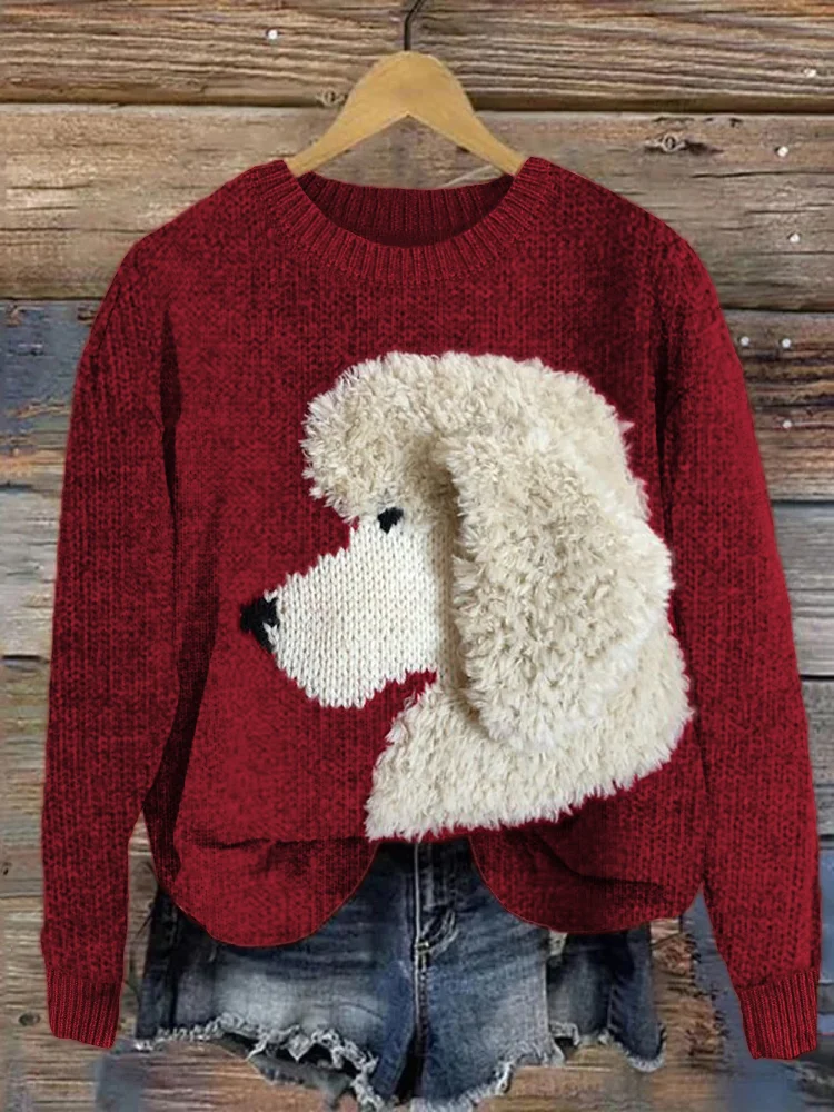 VChics Fuzzy Poodle Plush Knit Cozy Sweater