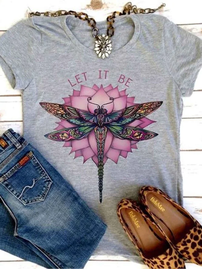 Gray Animal Short Sleeve Shirts & Tops