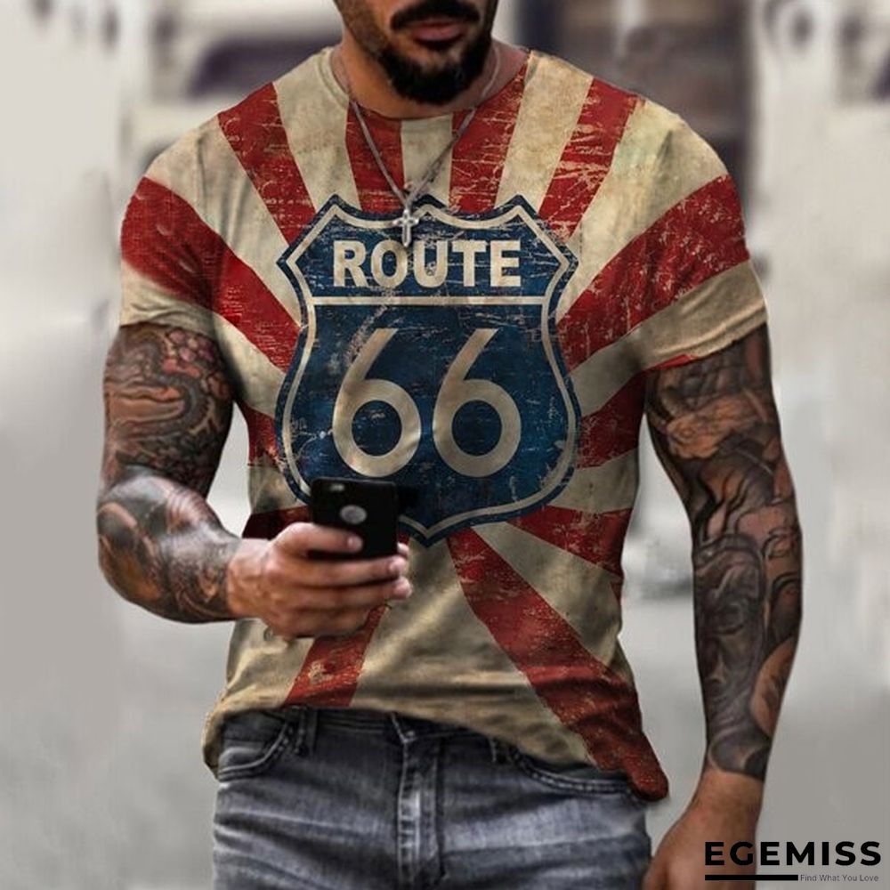 Casual Short Sleeve Digital Printing Slim Fit European and American Personalized Men's T-shirt | EGEMISS
