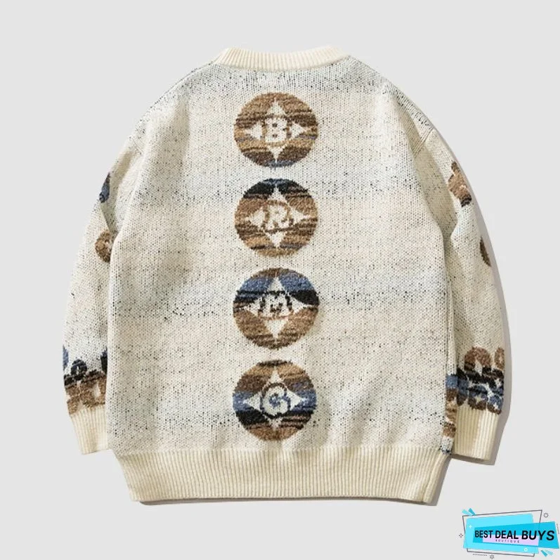 Color-block Dragon Pattern Jacquard Pullover