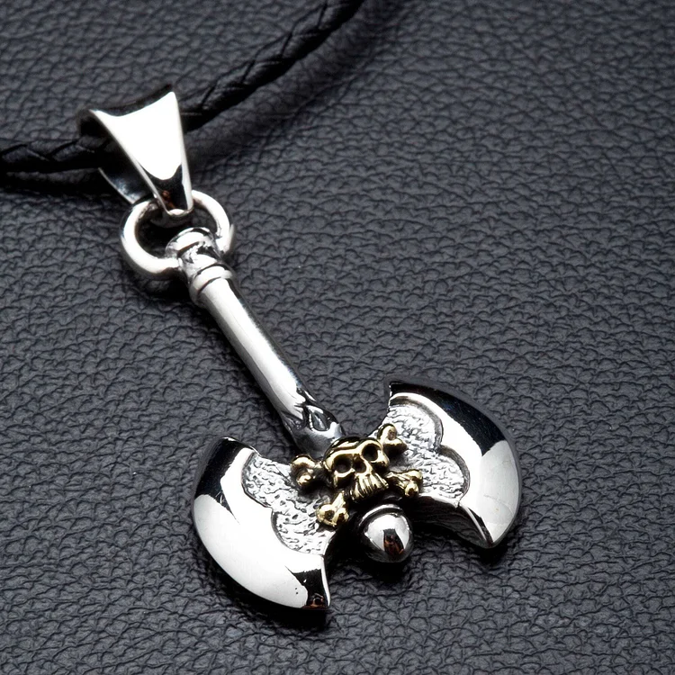 Sterling Silver Skull Axe Pendant Necklaces