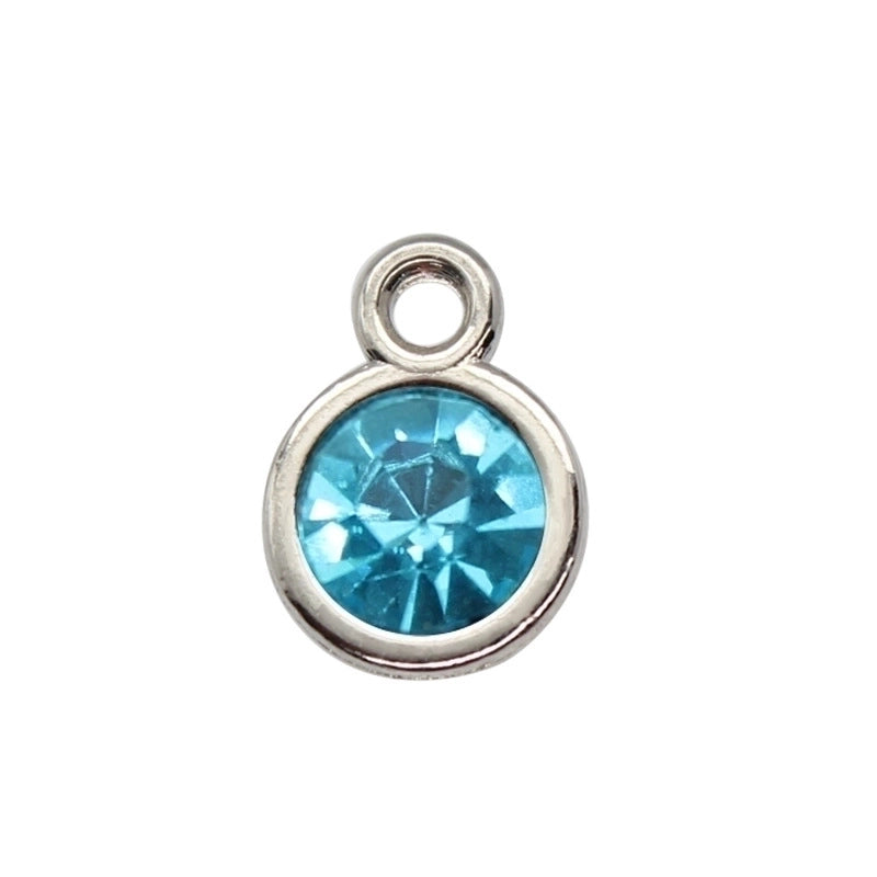 Diamond-encrusted Twelve Birthstone Colored Glass Pendant Necklace Jewelry DIY Pet Alloy Accessories Jewelry