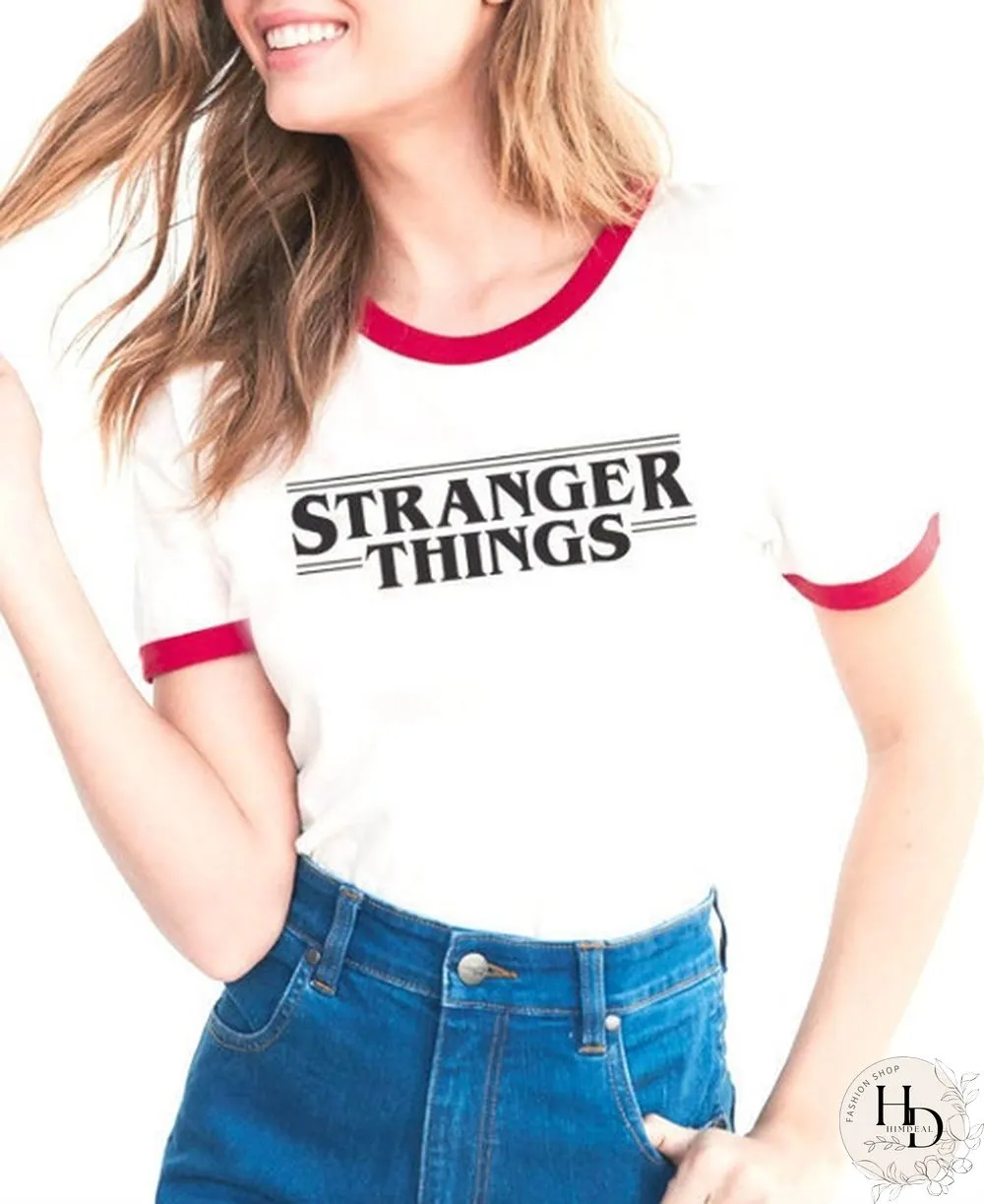 Women White T-Shirt Letter Print Short Sleeve Summer T Tee Shirt